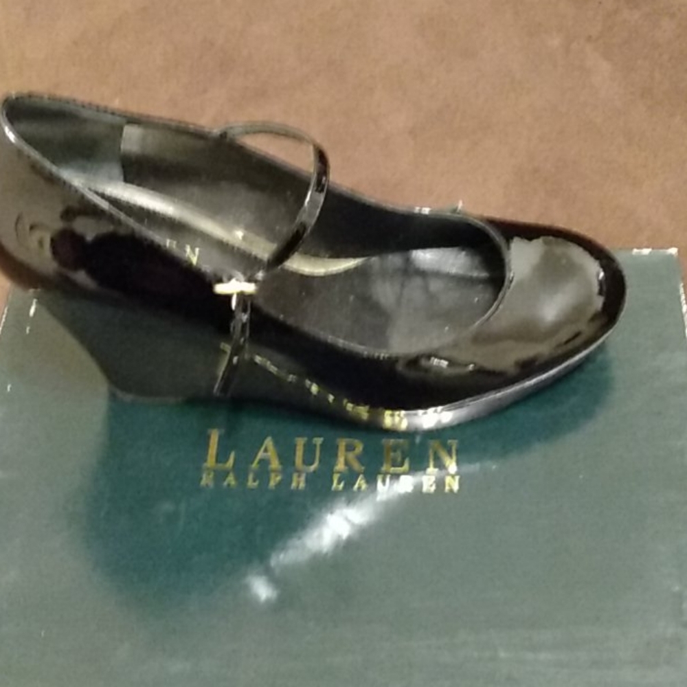 Ralph Lauren black patent leather heels.
